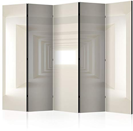 decomonkey Paravent Raumteiler Innen 3D Effect 225x172 cm 5 Teilig Einseitig Room Divider Wall Raumteiler Stehend Trennwand Sichtschutz Spanische Wand Sichtschutzwand Wohnzimmer Holz Tunnel