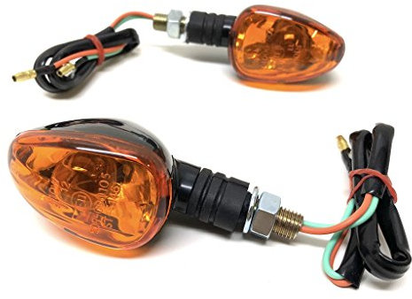Streetparts24 Mini Blinker LITTLE DUKE E-geprüft, Schwarz, 12V 10W BA15S, M10 Gewinde, Mini-Blinker passend für Motorrad und Roller, Paar