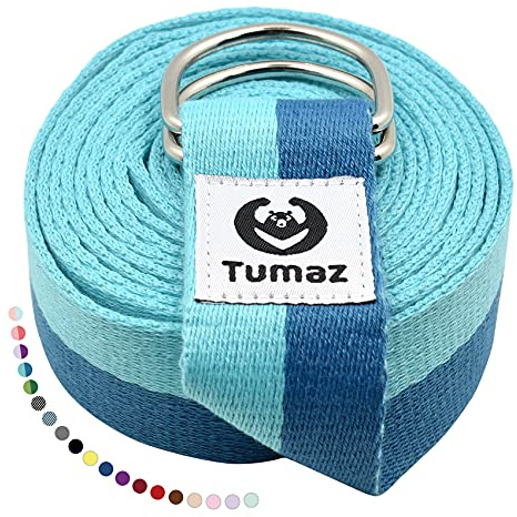 Tumaz Yoga Strap/Stretch Bands [15+ Colors, 6/8/10 Feet Options] with Extra Safe Adjustable D-Ring Buckle, Durable and Comfy Delicate Texture - Best for Daily Stretching, Physical Therapy, Fitness