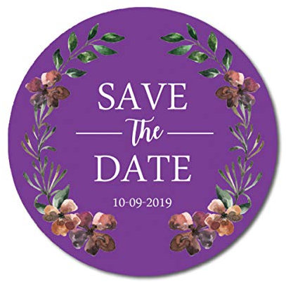 Darling Souvenir Querida recuerdo Ronda 45 piezas de la guirnalda floral ahorran la fecha pegatinas Personalizado casando la novia del novio nombres y la fecha los sellos del sobre - Violeta