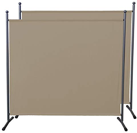 QUICK STAR 2 Stück Paravent 180 x 178 cm Beige - Raumteiler Stellwand Blickdicht Innen & Außen - Garten & Balkon Sichtschutz Trennwand