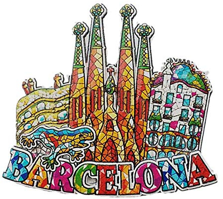 Kühlschrankmagnet im Mosaik-Stil, Barcelona, Spanien, 3D-Kühlschrankmagnet, Souvenir, Geschenk, Dekoration für Zuhause und Küche, Barcelona, Spanien, Kühlschrankmagnet-Kollektion