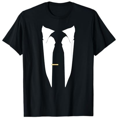 Suit Tie Wedding Tuxedo Prom Bachelor Ceremony T-Shirt Small