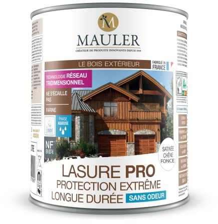 Mauler - Lasure chêne foncé 2,5L Pro ECOLABEL - protection très longue durée certifiée NF EN 927-6, ne pèle pas, ne s'écaille pas | Ne s'écaille pas - Structure Semi Gélifié Anti Coulure - Climat Extrême - Qualité Professionnelle depuis 1919
