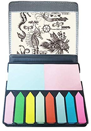 Schwarz Hippocampus Marine Life Illustration Selbstklebende Notizzettel Farbe Page Marker Box