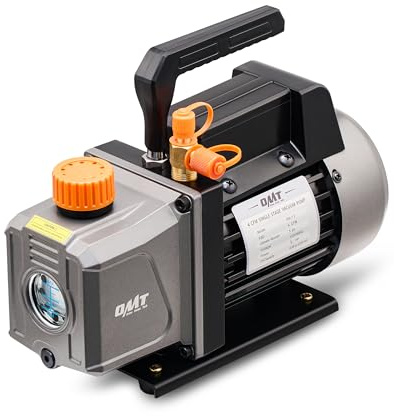 Orion Motor Tech Bomba de vacío, Bomba de vacío de 4 cfm 1/3 HP HVAC de una Sola Etapa para R12 R22 R134a R410a R502, Kit de Bomba de vacío de CA automática para desgasificación de Resina de Aire