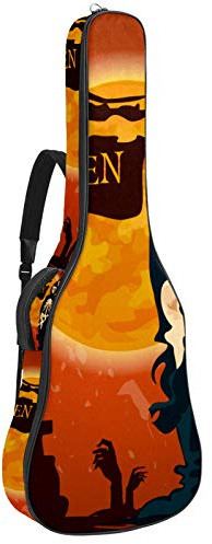 Gitarren-Gigbag, wasserdicht, Reißverschluss, weicher Gitarren-Rucksack, Bass, Akustik- und klassische Folk-Gitarre, Tasche, Halloween, Urlaub, Tod, Horror, Poster, Totenkopf-Geist