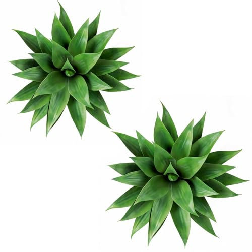 Velener Künstliche Agave Pflanze Set:Faux Ästhetische Pflanzen für Home Decor, Realistische UV-beständige gefälschte Agave Pflanzen ohne Topf, 18 Zoll, 2 Stück
