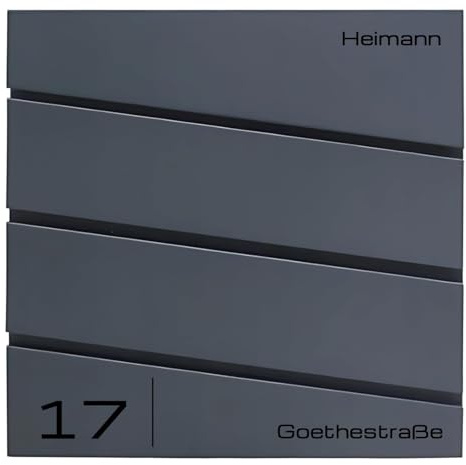 Verda Designer Briefkasten mit Zeitungsrfach, Postkasten, Wandbriefkasten, 2X Schlüssel, abschließbar, Anthrazit, Modern, Edehlstahl SN3645-1