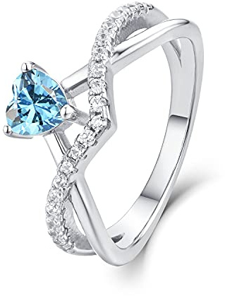 Starnny Bague Femme Argent 925/1000,Bague de fiançailles Coeur Cadeaux d'anniversaire pour les Femme avec 0.5ct Cubic Zirconia Anneaux H,59