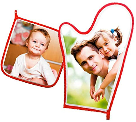 GIFART Set Presina e Guanto da Forno Resistenti al Calore Personalizzati Stampa Foto Antiscivolo, Per La Cottura In Cucina (PRESINA+GUANTO)