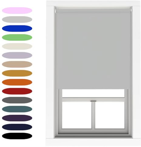 Grey Blackout Roller Blind Metal Fittings Trimmable UV Protection Thermal Properties Premium Fabric Home Office Bedroom Kids Room Child Safe Easy Fit Grey 120cm Width x 160cm Drop