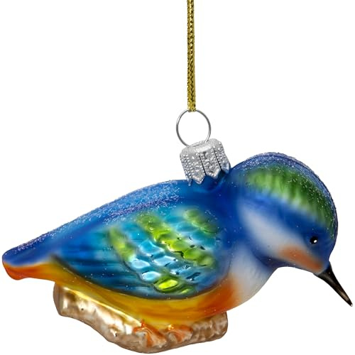 SIKORA Eisvogel besondere Weihnachtskugel Glas Christbaumschmuck Deko Figur Weihnachten Anhänger Ornament - Meisterstücke - BS730