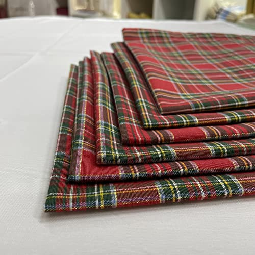 T&S SET 6 TOVAGLIOLI STOFFA TARTAN IN STILE SCOZZESE IN COTONE E LUREX - MISURA 45X45 CM - MADE ITALY