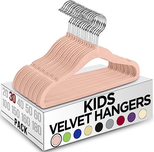 Utopia Home Grucce per bambini in velluto, 28 cm, resistenti, per armadio, per l'uso quotidiano (Rosa, Confezione da 30)