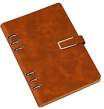 A5 Binder Notizbuch 6 Löcher Loseblatt Binder PU Leder Nachfüllbar Recyceltes Ringe Lose Tasche Nachfüllbar Hardcover Tagebuch Notizbuch für Reisen Studieren BusinessSchreiben Braun