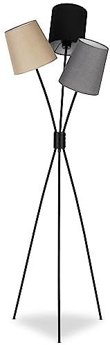 REV Stehlampe 3-flammig im Vintage-Look, E27 Fassung, 160cm, schwarz | Mit Trittschalter | Deko für Wohnzimmer & Schlafzimmer