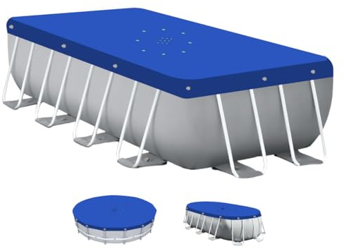 Linxor - Lona Protectora Reversible para Piscina elevada, 4 Estaciones, 150 g/m² - Azul y Gris