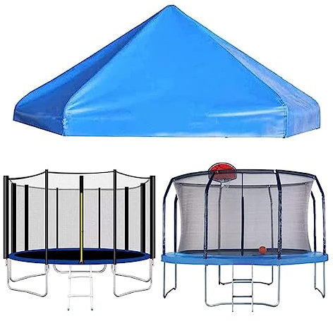 PENGXUAN Gartentrampolin-Schattenüberdachung, sonnensicherer, regenfester Schatten, blaues Trampolin-Zubehör, passend für 6/8/10/12 Pfosten, nur Überdachung, 16 Fuß, 12 Stangen, blau