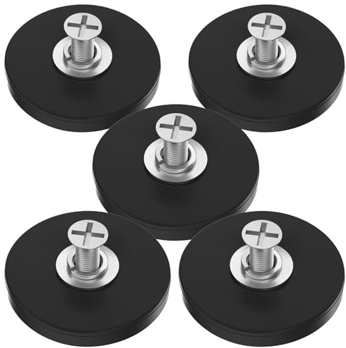 MIN CI Magnete Stark Groß, 5 Stück Neodym Magnet mit Gewinde D66x8mm M6 Magneten Schraubbar Flach Magnete mit Loch Senkkopf Magnet zum Anschrauben Autolichter Topfmagnet Magnets Rund