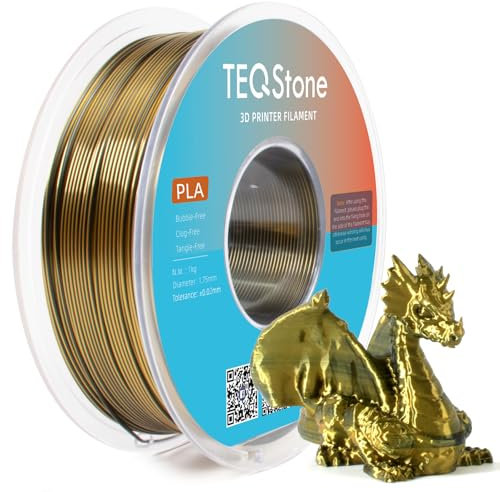 TEQStone 2-Farb Silk PLA Filament 1.75mm 1KG Gold Schwarz, Hochglänzende Oberfläche, Nahtlose Farbübergänge, Sauber Gewickelt Maßgenauigkeit +/-0.02mm