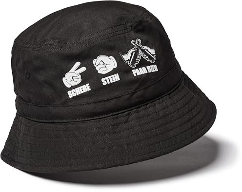 Fischerhut: Schere Stein Paar Bier - Hut Saufen Mallorca - Mütze Bucket Hat Festival Sommerhut Sonnenhut Festival-Kleidung - Alkohol Bier Feiern Party Junggesellen-Abschied Anglerhut (black S/M)
