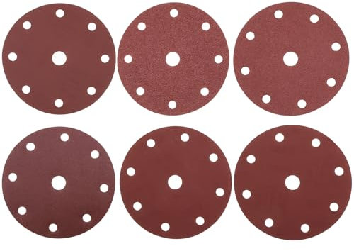 Create idea 60 dischi abrasivi circolari da 150 mm, 9 fori, carta vetrata circolare con gancio e anello, grana assortita 40/80/120/320/600/800, 10 pezzi ciascuno, per levigatrice orbitale casuale, 032