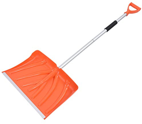 FLEXMAN Pala da Neve, Pala da Rimozione in Lega di Alluminio Rimovibile Antiscivolo di Grande Capacità con Manico a Forma di D, Strumento per Spalare per Baule, Garage, Casa, Fieni