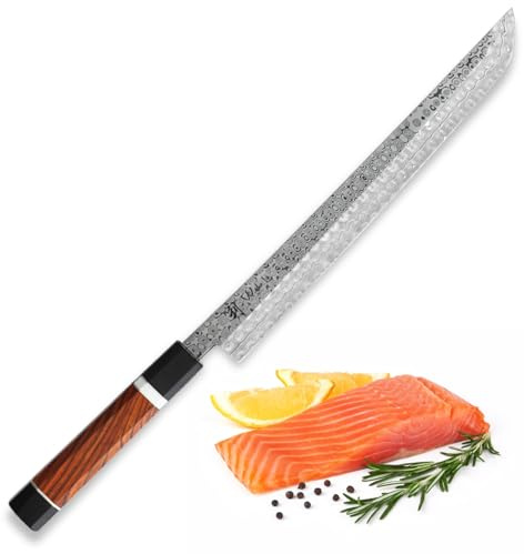 Wakoli Seishin Sakimaru Messer 28 cm, 110 Lagen Volldamast, Wüsteneisenholz