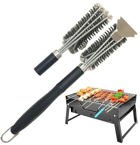 BBQ-Bürste für die Grillreinigung,BBQ-Bürste für den Grill - Grillrostreiniger Outdoor-Grillbürste,BBQ-Grillschaber-Reiniger, multifunktionale Draht-Grillbürste, BBQ-Reinigungsbürste für Porzellan-Auß