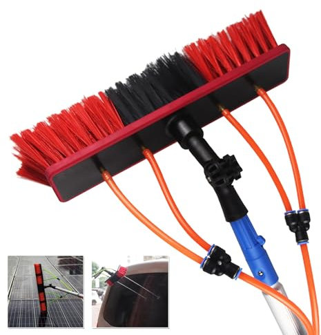 Hoixin Brosse de Nettoyage de Panneaux solaires Perche Telescopique Nettoyage Alliage d'aluminium Longueur 3-12m Brosse Telescopique De Nettoyage avec tête de Brosse de 35 cm(9m)