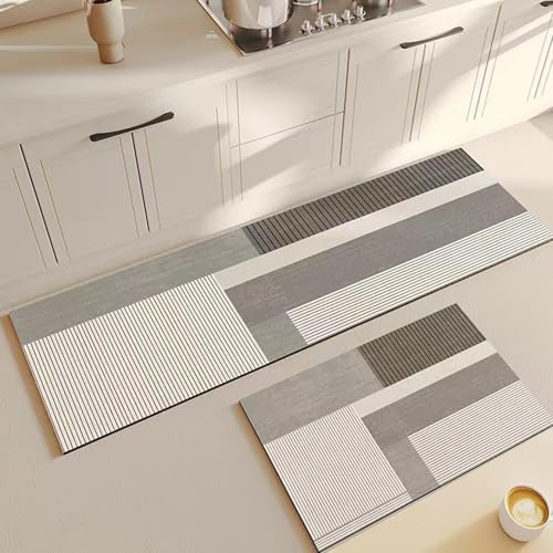 ARBOEE Alfombra Cocina Lavable Antideslizante, Alfombra de Cocina, Alfombra atrapa la Suciedad, Cocina y Comedor, Alfombra de Cocina Lavable de Secado rápido(Beige,60X90cm)