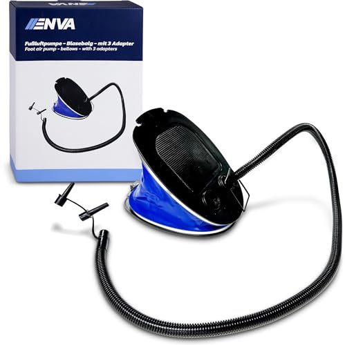 ENVA MADE FOR QUALITY Fußluftpumpe Blasebalg mit Adapter 5L Volumen 1,3m Schlauch robuste