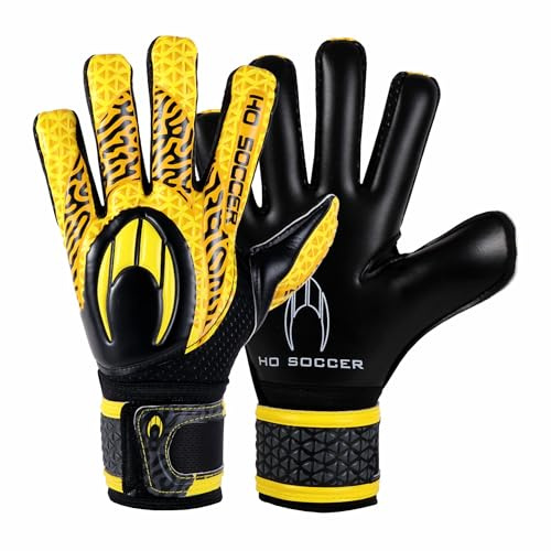 HO Soccer HG Initial NG HARDGROUND Guantes de Portero, Unisex Niños, Negro/Amarillo, 6