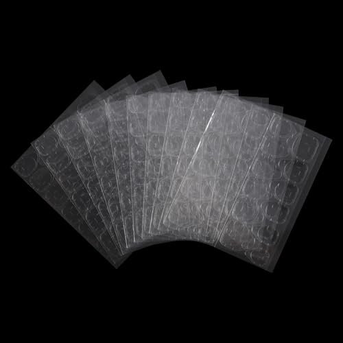 Coptiner 240 Stück(10 Blatt) Nagel Klebepads Doppelseitige Nagelkleber Aufkleber Transparent Jelly Gel Tape Fake Nails Tips Kunstnägel Stark Klebepads Aufkleber Nägel für Kunstnägel Maniküre Zubehör