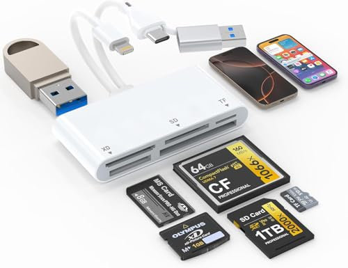 9 in 1 Lettore di Schede SD di Memoria multiple SD/TF/CF/Micro SD/XD/MS USB3.0 Adattatore Hub per schede SD SDXC SDHC CFI TF Micro SD Micro SDXC Micro SDHC MS MMC UHS-I, per Windows/Mac/Linux/Android