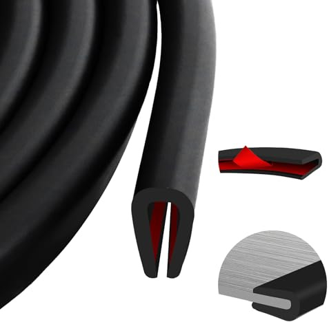 Kantenschutz selbstklebend EPDM Kantenschutzprofil U Gummidichtung Schwarz Gummi Kantenschutz für Bleche Glasscheiben Auto Blechschutzkante (6m, 4,8mm)