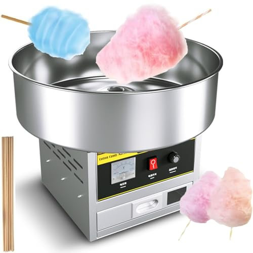 Grande Macchina per Zucchero Filato Commerciale, Macchina Elettrica per Zucchero Filato da 1200 W con Cassetto Portaoggetti e Cucchiaino da Zucchero, Adatta per Riunioni di Famiglia,Stainlesssteeltype