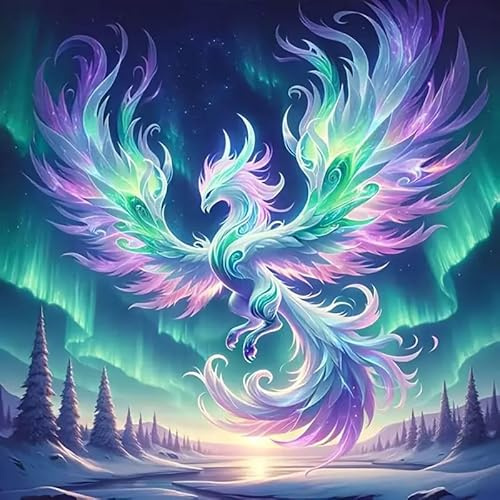 5D Phönix Diamond Painting ,DIY Aurora Gem Art Volldiamant Diamant Punkt Kristall Bastelsetdiamond painting erwachsene Anfänger, Kunst DIY Dekoration für Wohnzimmer,Wanddekoration zu Hause(30x30cm)