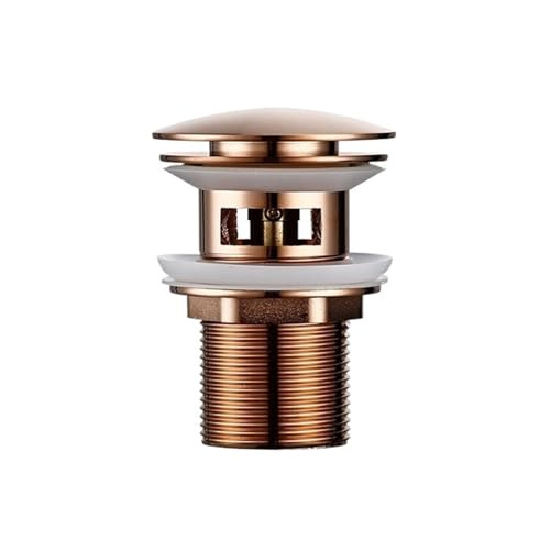 LUKYWANG WaschbeckenstöPsel Badezimmer Waschbecken Waschbecken Abfall Schmelzen Edelstahl Abfluss mit Überlauf Stecker Home Bad Wasserhahn Zubehör Pop-Up-Beckenstopfen(Polished Rose Gold)