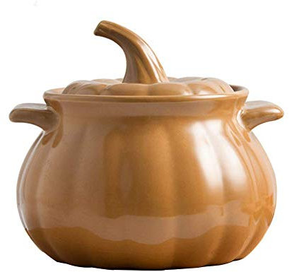Ceramic cooking pot Cocotte,Casserole Dish Pumpkin Round Induction Casserole with Tough Enamel Coating,Induction and Gas Sa Dutch Oven Roasting Cooker-12.4 15cm ()