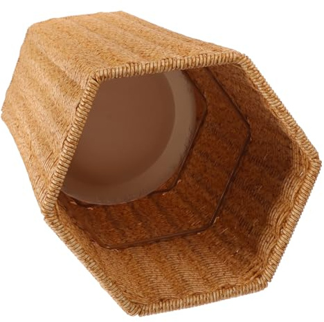 HOOTNEE Paragüero De Plástico Diseño Hexagonal De Ratán Artificial Soporte Para Guardar Paraguas y Esterillas De Yoga Para Entrada Pasillos y Oficina