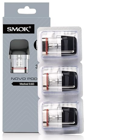 SMOK Novo Pod M Cartuchos Mesh 2 ml 0,6 ohm Top Fill paquete de 3 | Calada MTL/RDL, Compatible con Novo 2, Novo 2X, Novo 3 y GT Pro, Llenado superior, Sin nicotina