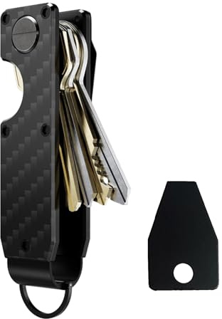 Leseogye Key Organiser, Portable Metal Key Organiser Keyring, Minimalist Smart Key Holder for 2-6 Keys (Carbon Fiber)