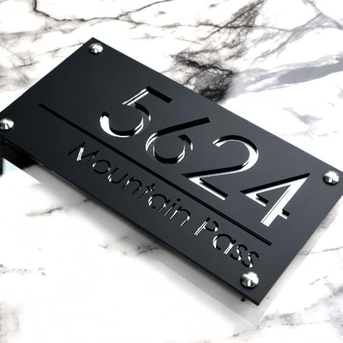 HDLOVE Número De Puerta Moderno A Medida, Rótulo Acrílico Personalizado Cortado En 3D Con Impermeabilización, Placa De Dirección Exterior Para Entradas De Edificios Comerciales/residenciales