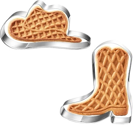 2stk Ausstechform Cowboy, Edelstahl Cowboystiefel- und Westernhut-Formen Plätzchenform Spülmaschinenfest Backwerkzeuge zur Herstellung von Gebäck Scones Teig und Fondant