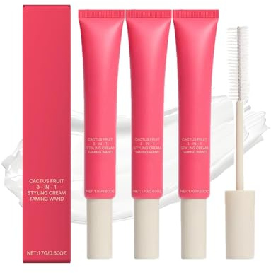 Styling-Creme, Styling Haarcreme, Hair Cactus Fruit 3-in-1 Styling Cream & Taming Wand, Haare Bändigen, Frizz Glätten, Kanten Stylen, Leicht & Feuchtigkeitsspendend (1, 3 pc)