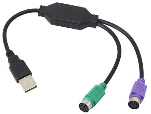 GERUI Cable convertidor PS2 a USB, cable para ratón, interruptor KVM | Convertidor USB de teclado y ratón, 20 cm, color negro