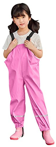 Kids Waterproof Trousers Waterproof Dungarees with Pocket Adjustable Straps Overalls Solid Color Rain Pants Outdoor Rainy Day Daily Essentials Casual Wear Children Kid Outwear Waterproof Trousers