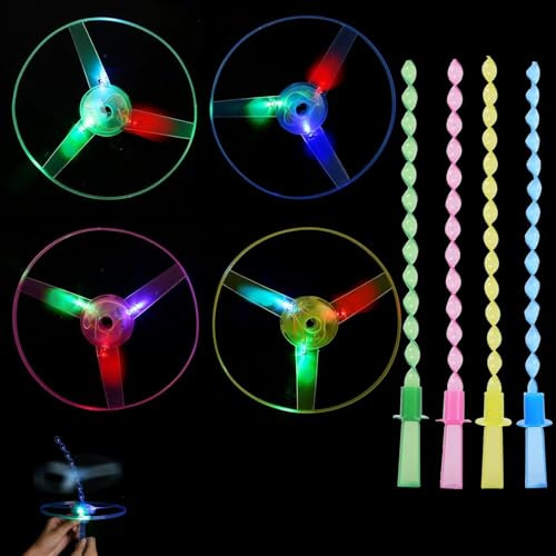 TOPJOWGA LED Leuchtspielzeug Partyartikel, 12 Stück Propeller Leuchtspielzeug, Leuchtendes Fliegendes Spielzeug, Party Mitgebsel Kindergeburtstag, Glow in The Dark Geburtstagsgeschenke